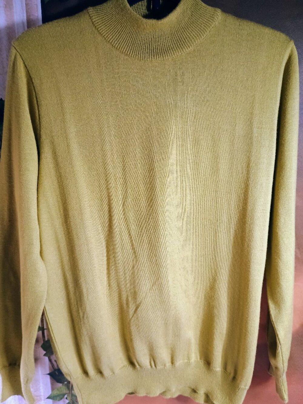 EUC Vintage Jhors Sueteres Size S Mustard Yellow Knit Mock Neck Sweater
